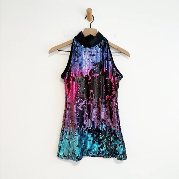 Alexandra Collection Women's Dazzle Sequin Mockneck top Dancewear Costume Medium - Picture 1 of 10